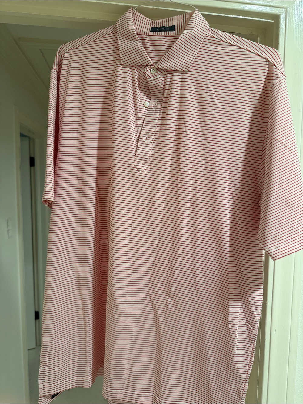 Men's Pink Thin-Striped Polo Shirt